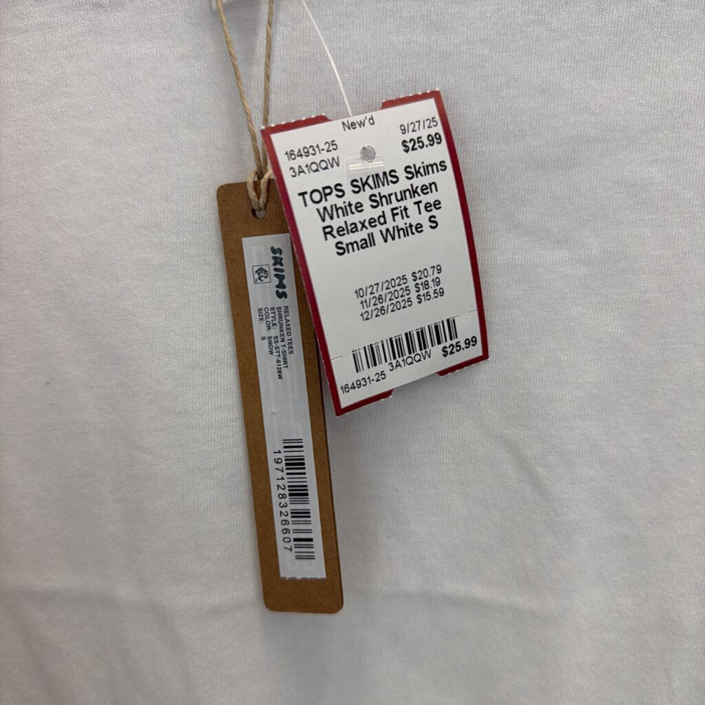 Skims White Shrunken Relaxed Fit Tee Small