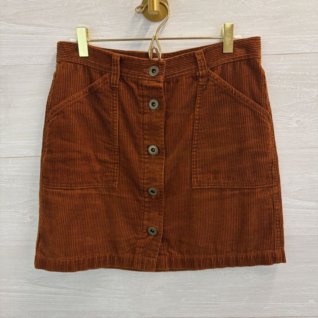 J Crew Brown Corduroy Button Front Skirt 0
