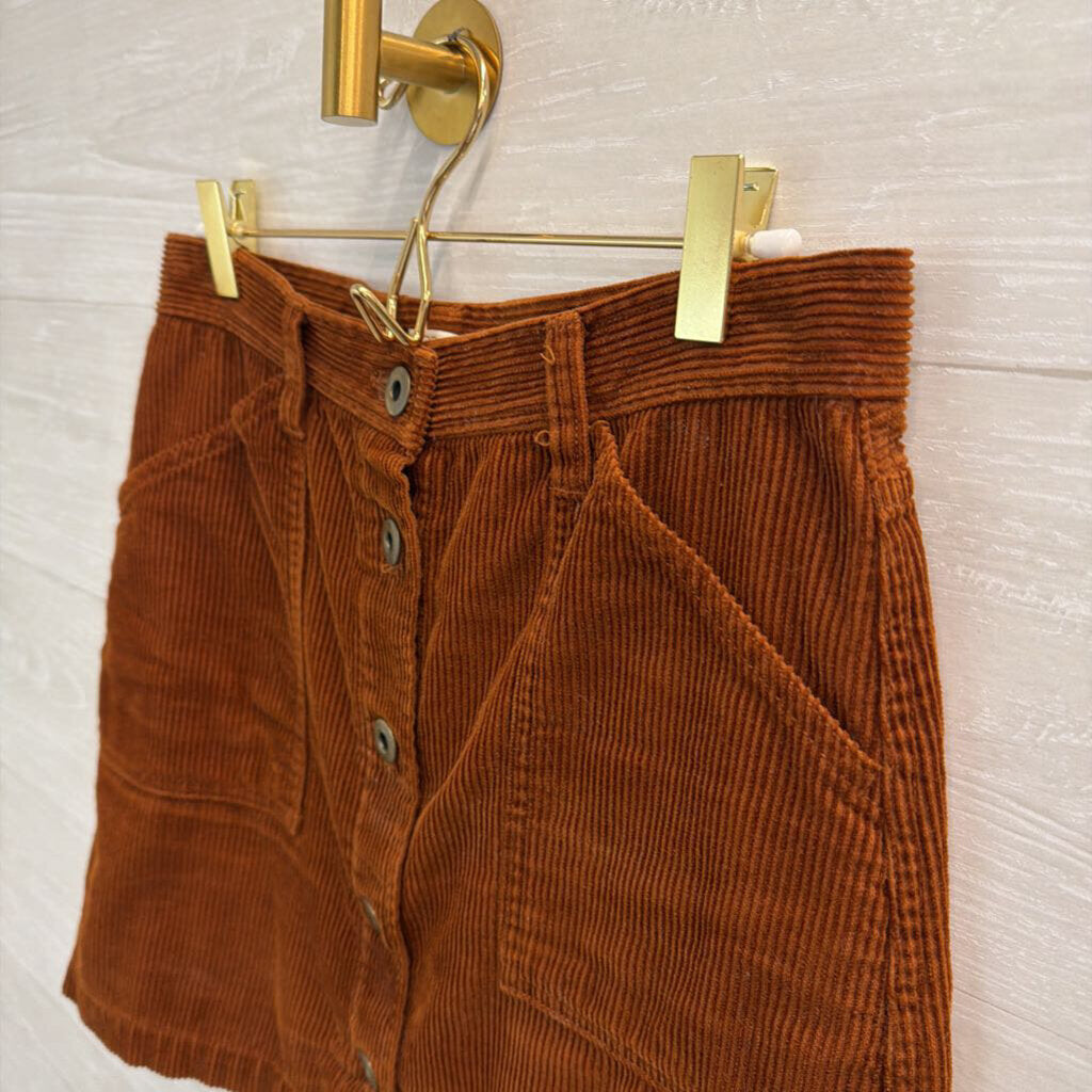 J Crew Brown Corduroy Button Front Skirt 0