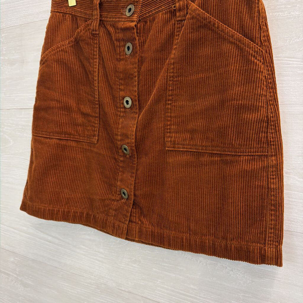 J Crew Brown Corduroy Button Front Skirt 0