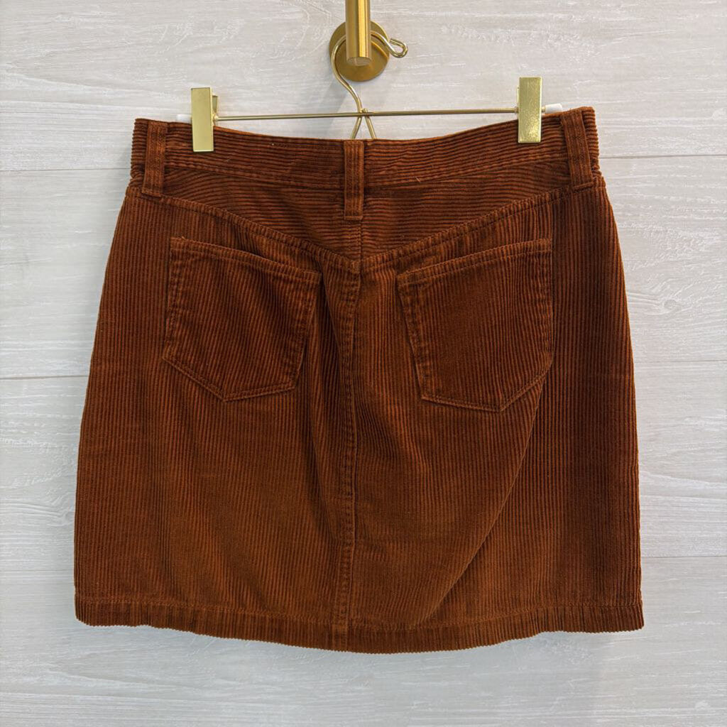 J Crew Brown Corduroy Button Front Skirt 0