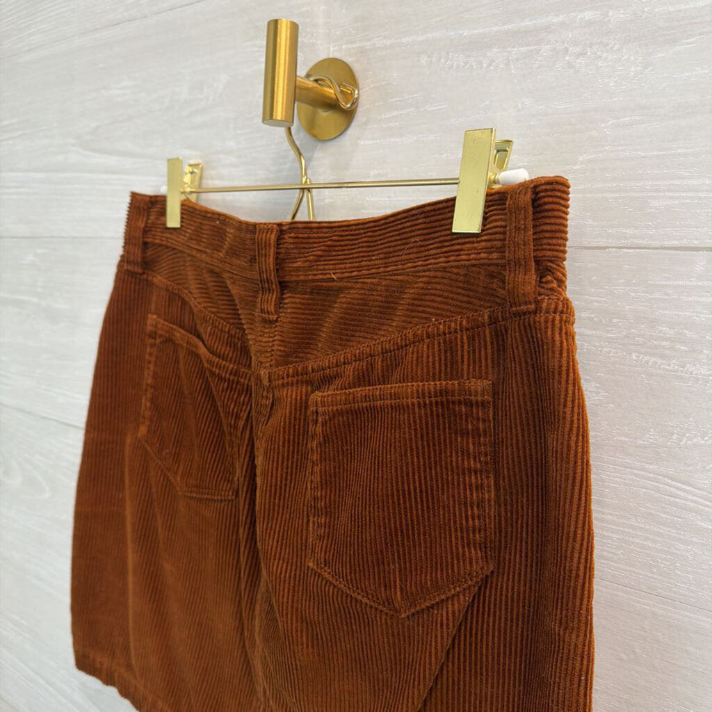 J Crew Brown Corduroy Button Front Skirt 0