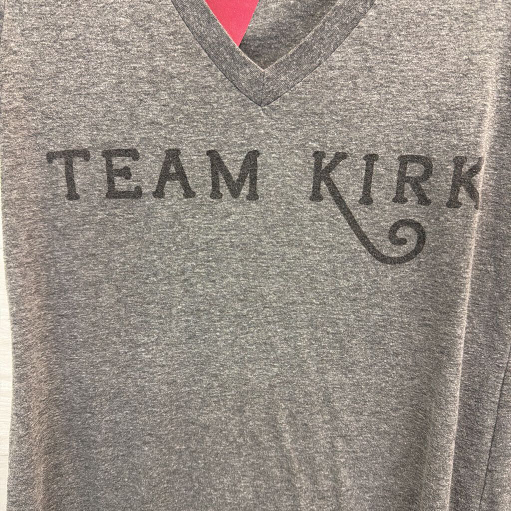 Grey V Neck Team Kirk Gilmore Girls Short Sleeve Graphic Tee Large