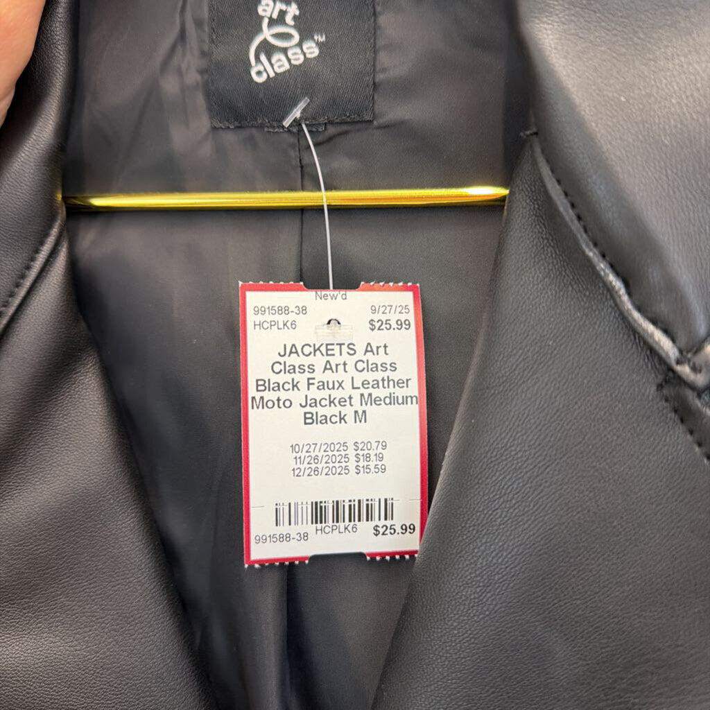 Art Class Black Faux Leather Moto Jacket Medium