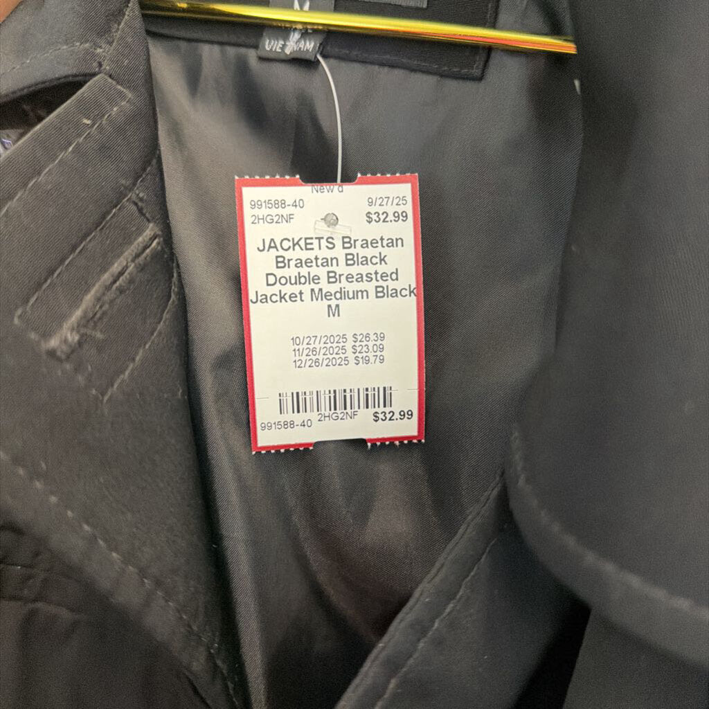 Braetan Black Double Breasted Jacket Medium