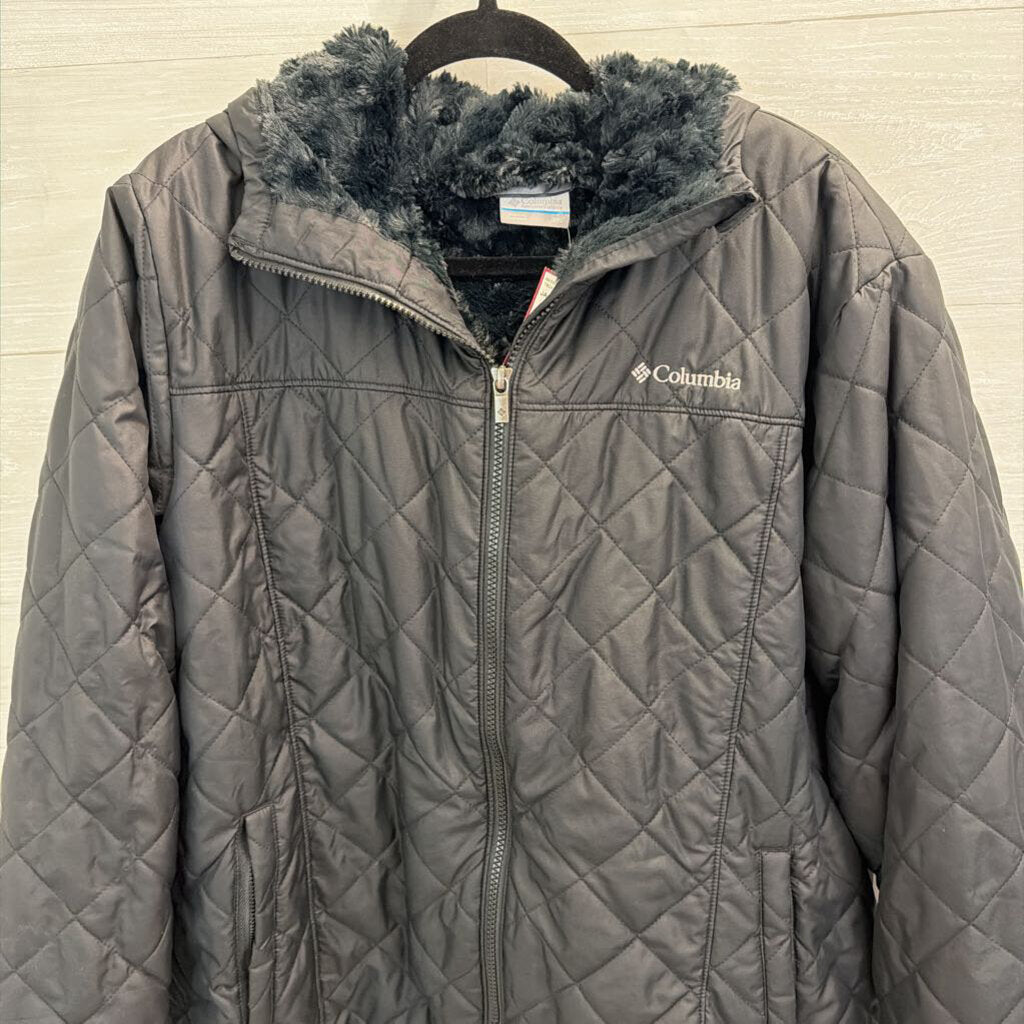 Columbia Black Quilted Fur Lined Jacket XXL