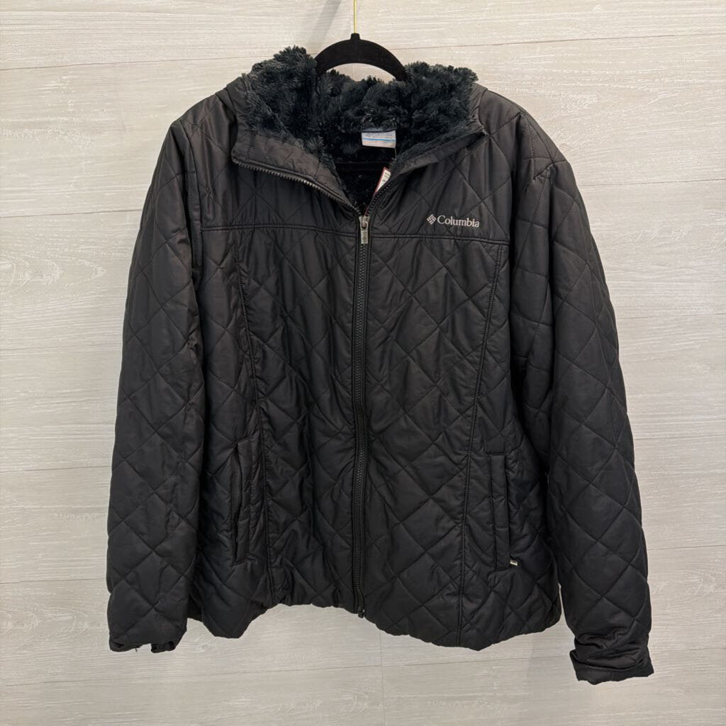 Columbia Black Quilted Fur Lined Jacket XXL