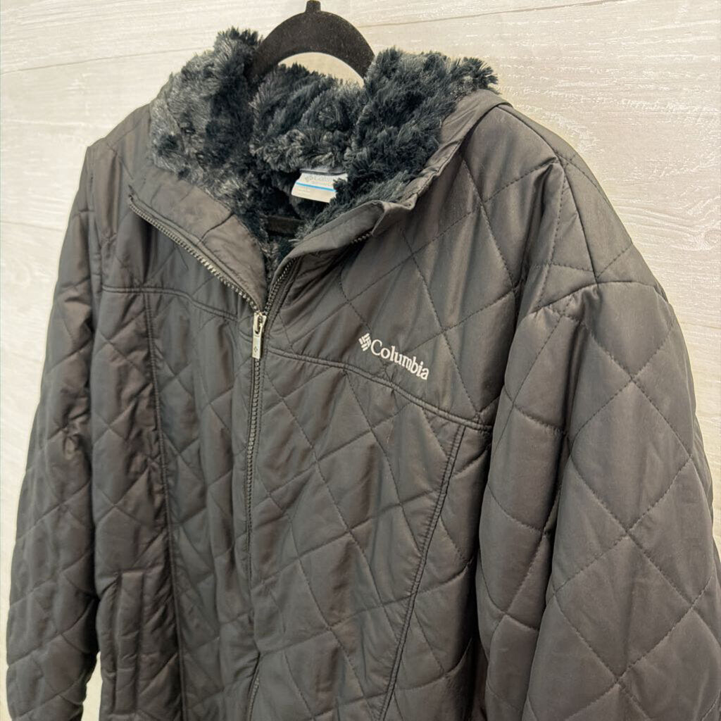 Columbia Black Quilted Fur Lined Jacket XXL