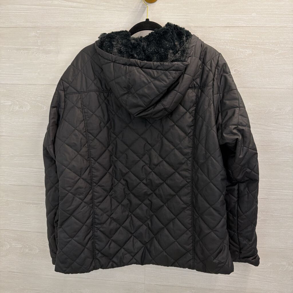 Columbia Black Quilted Fur Lined Jacket XXL