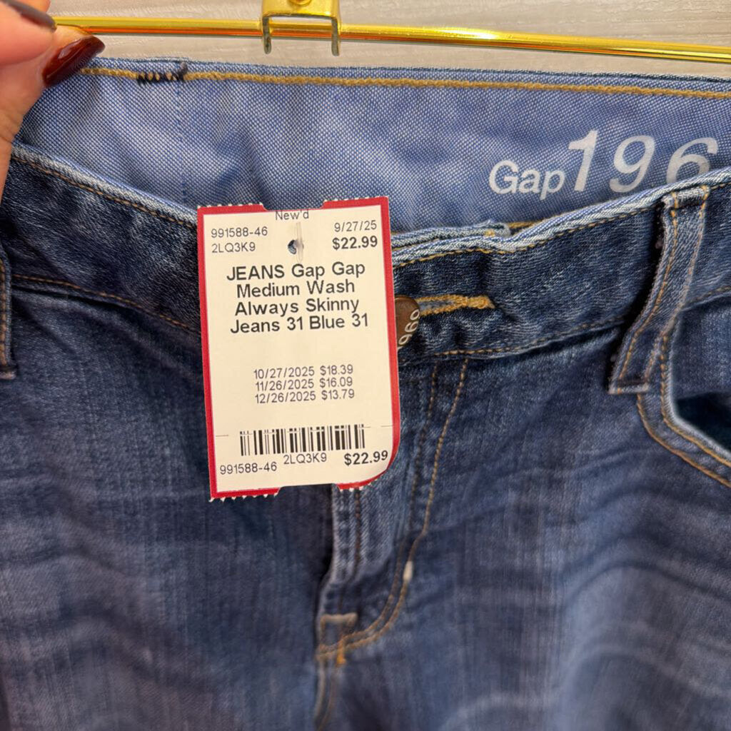 Gap Medium Wash Always Skinny Jeans 31