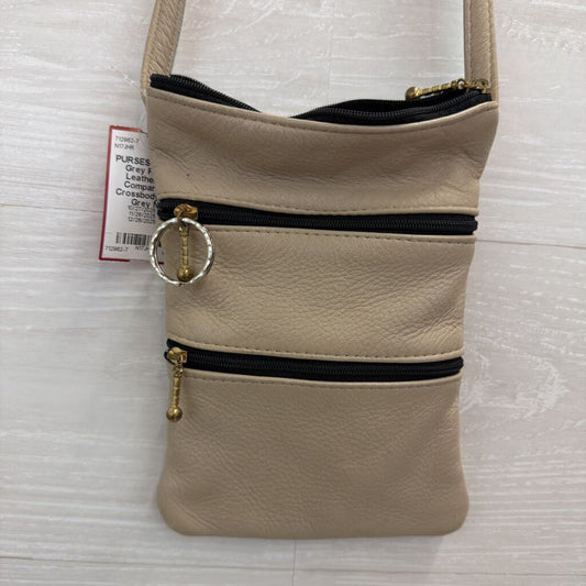 Grey Pebbled Leather Multi Compartment Crossbody Purse