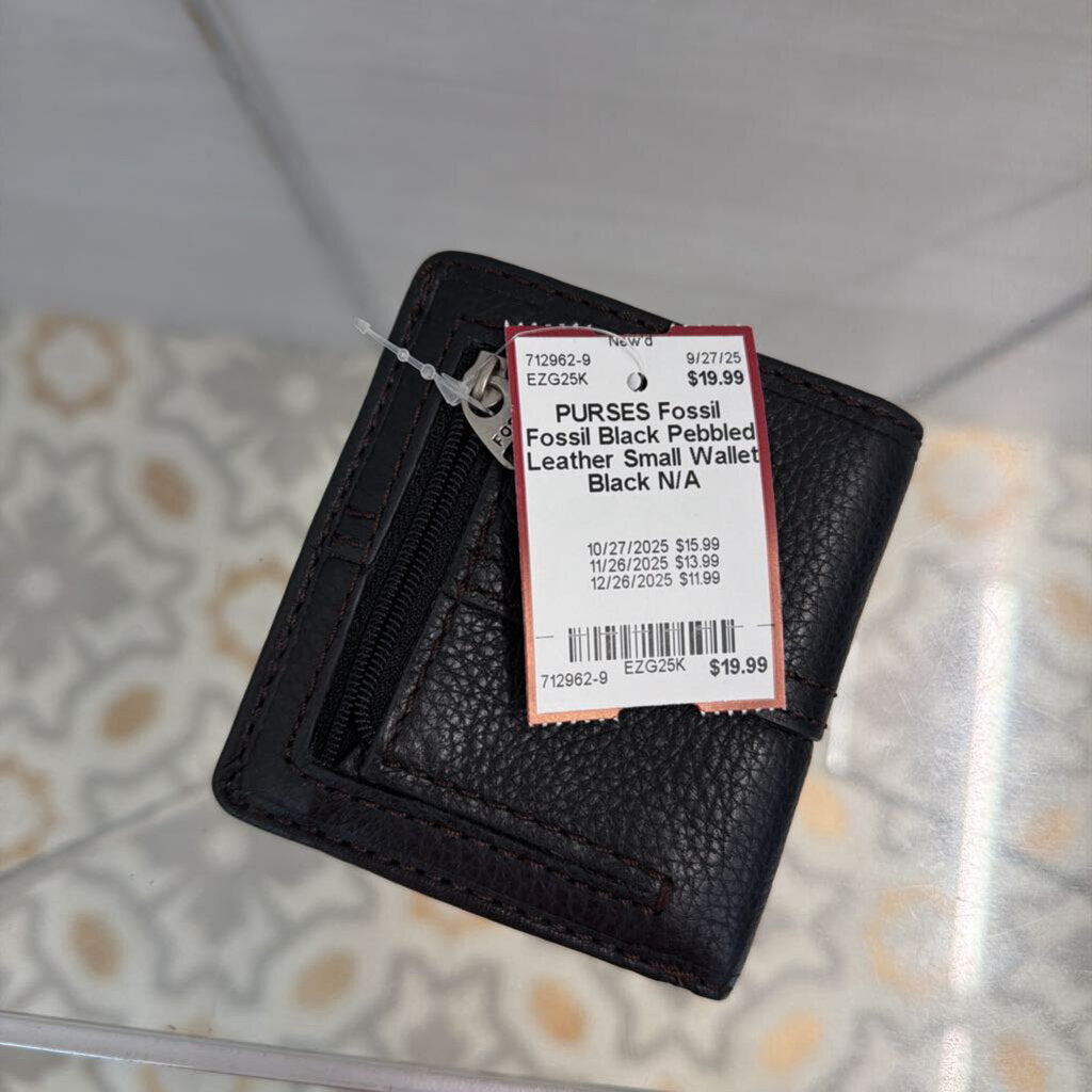 Fossil Black Pebbled Leather Small Wallet