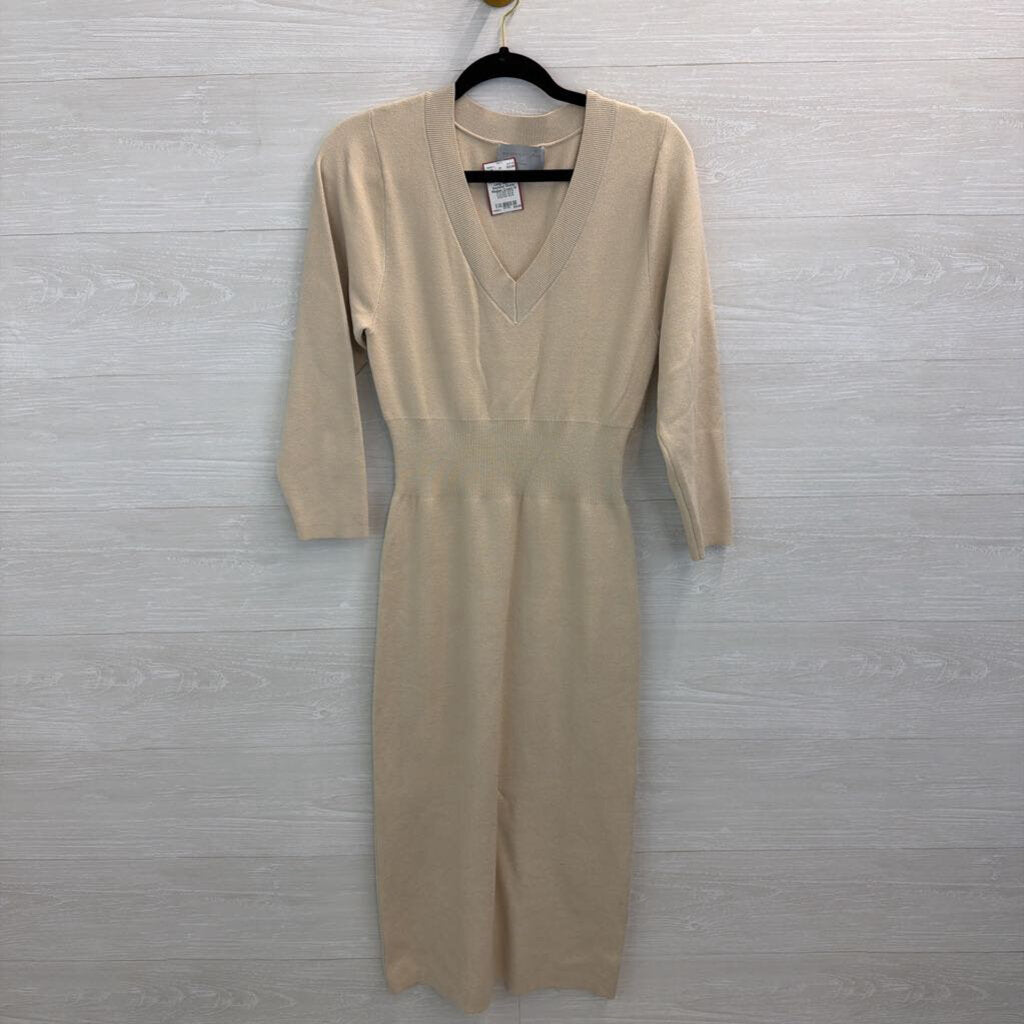Modern Citizens Cream Knit Long Sleeve Sweater Dress Medium