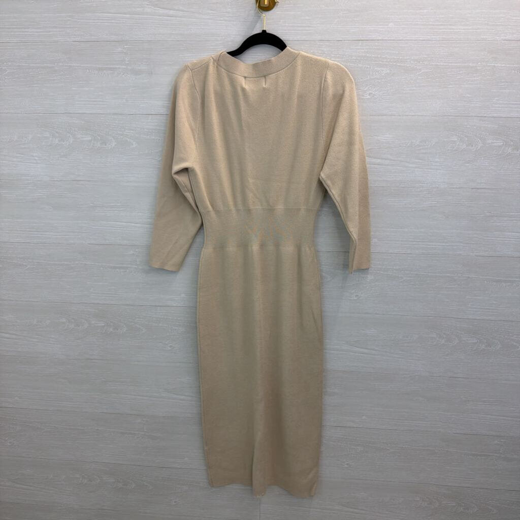Modern Citizens Cream Knit Long Sleeve Sweater Dress Medium