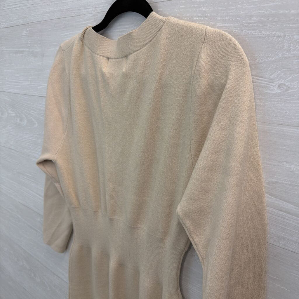 Modern Citizens Cream Knit Long Sleeve Sweater Dress Medium