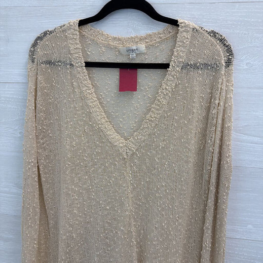Umgee Beige Open Knit Long Sleeve Top Medium/ Large