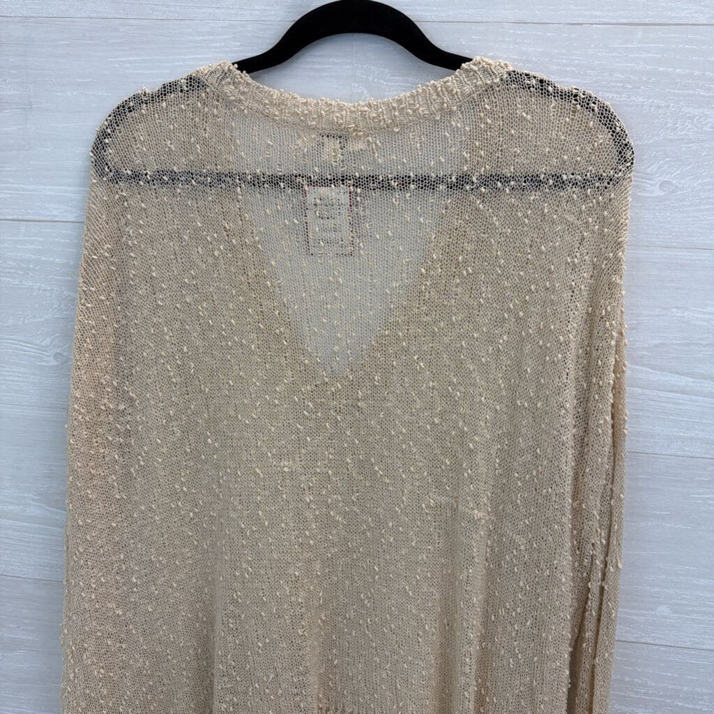 Umgee Beige Open Knit Long Sleeve Top Medium/ Large