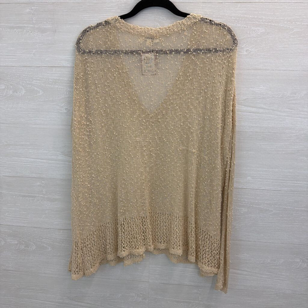 Umgee Beige Open Knit Long Sleeve Top Medium/ Large