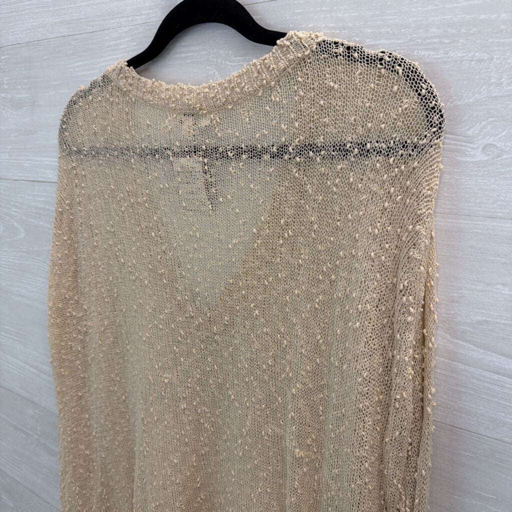 Umgee Beige Open Knit Long Sleeve Top Medium/ Large