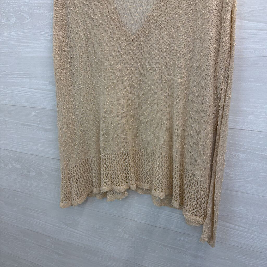 Umgee Beige Open Knit Long Sleeve Top Medium/ Large
