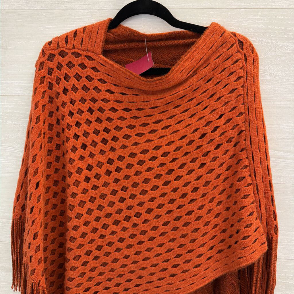 Orange Knit Over The Shoulder Wrap Top Sweater One Size
