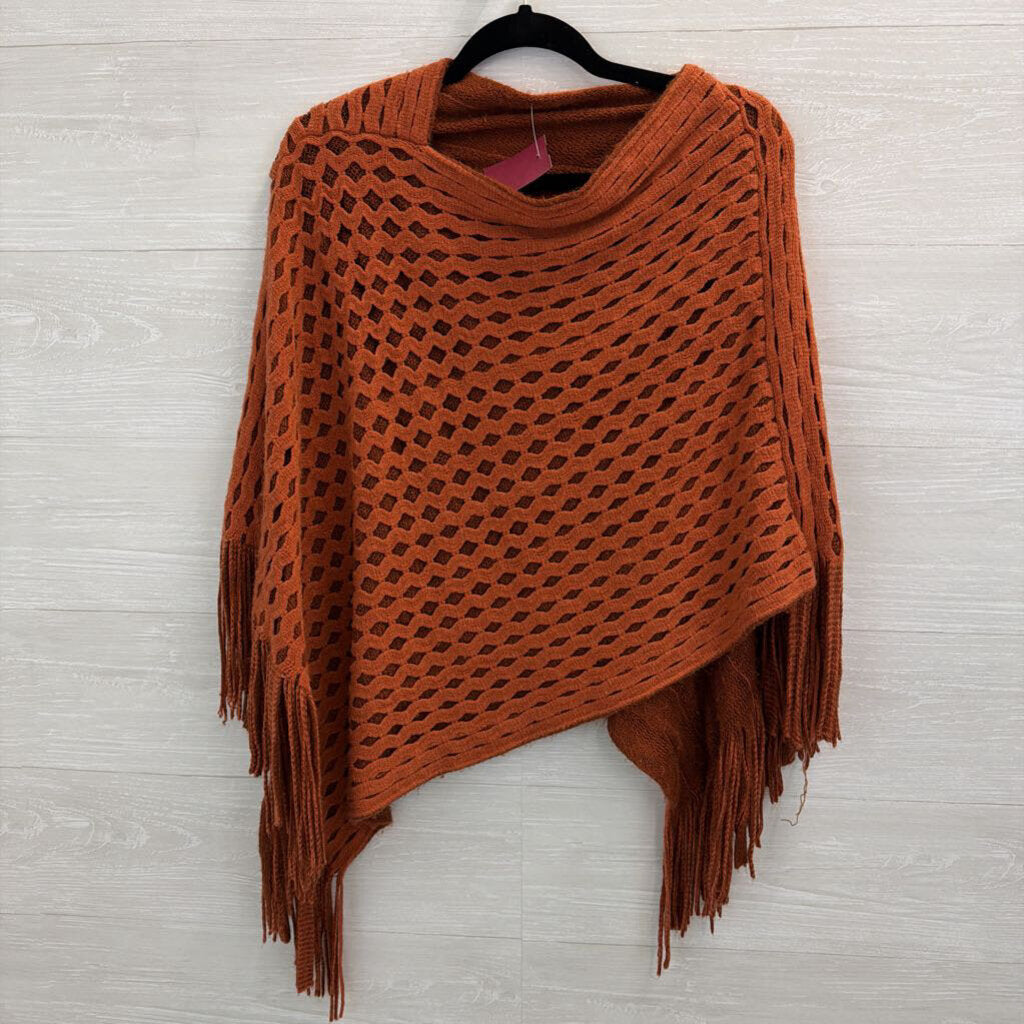 Orange Knit Over The Shoulder Wrap Top Sweater One Size