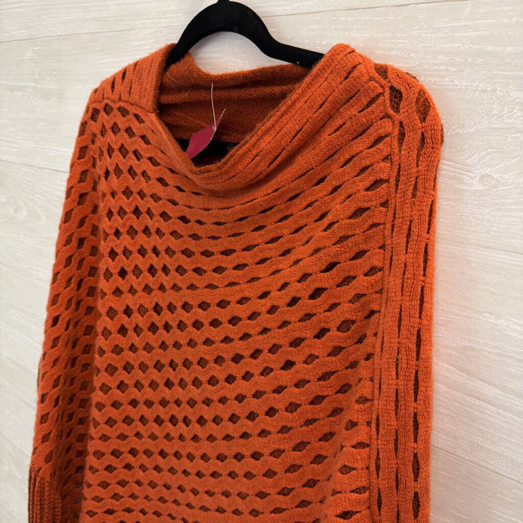 Orange Knit Over The Shoulder Wrap Top Sweater One Size