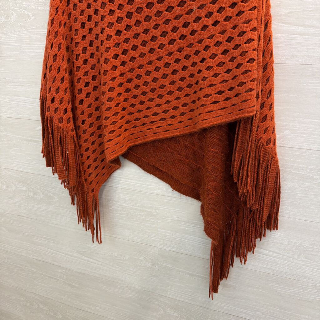 Orange Knit Over The Shoulder Wrap Top Sweater One Size
