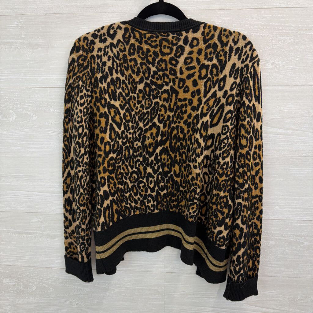 Seventy Brown/ Black Leopard Print Cardigan Sweater 46