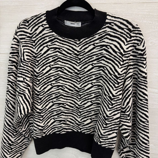 MNG Black/ White Zebra Print Cropped Sweater Top Small