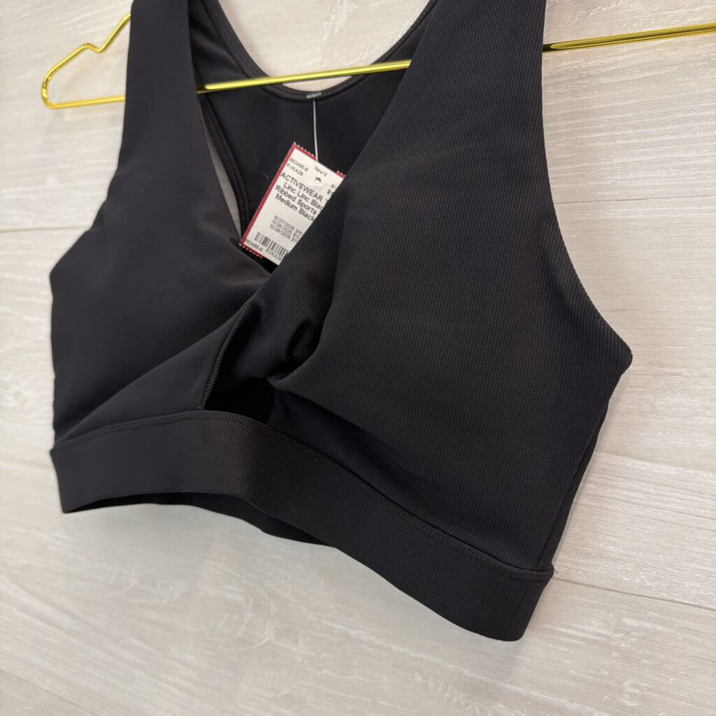 Linc Black Ribbed Sports Bra Medium