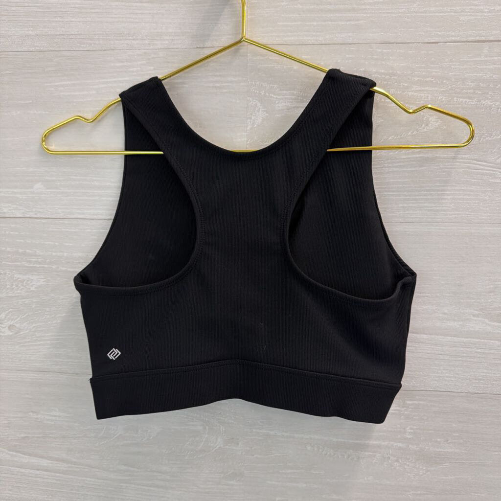Linc Black Ribbed Sports Bra Medium