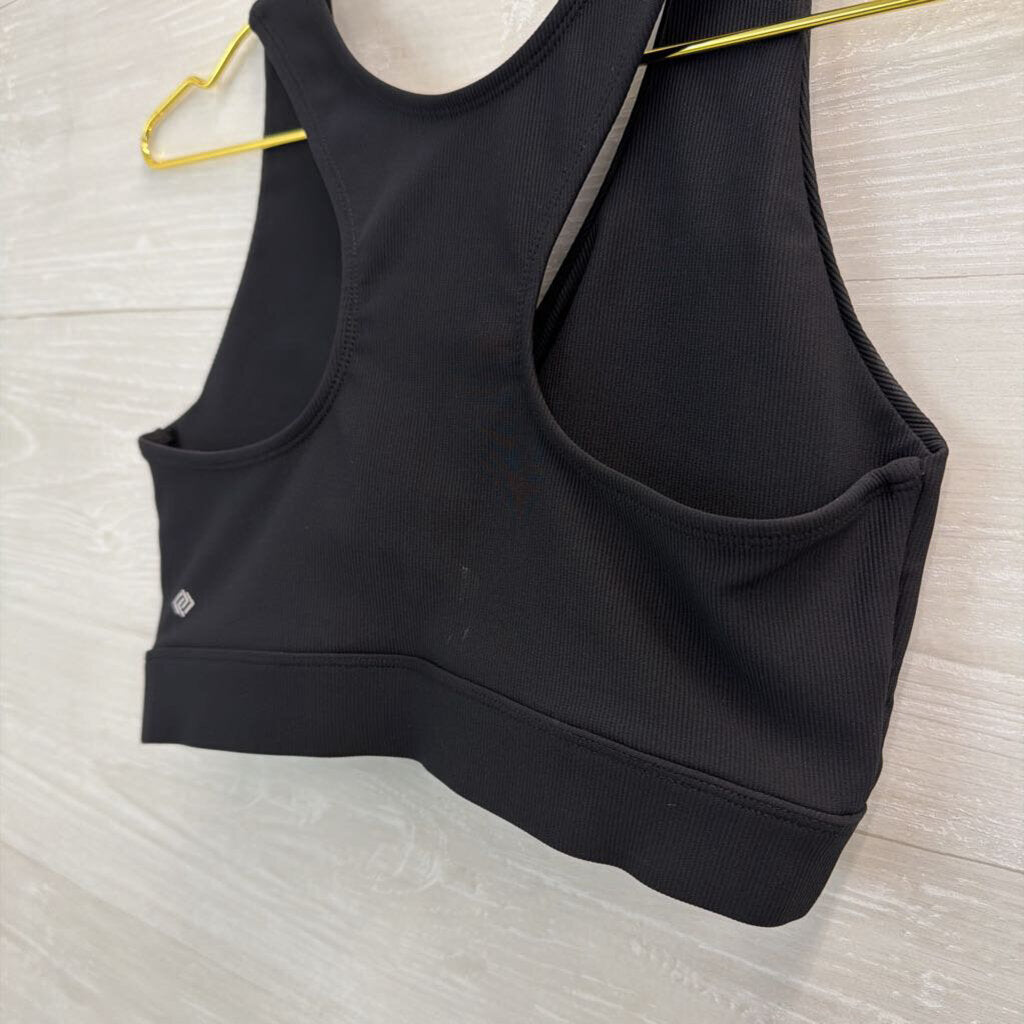 Linc Black Ribbed Sports Bra Medium