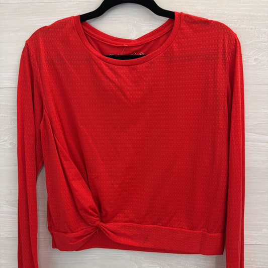 Linc Red Textured Cropped Long Sleeve Top Medium