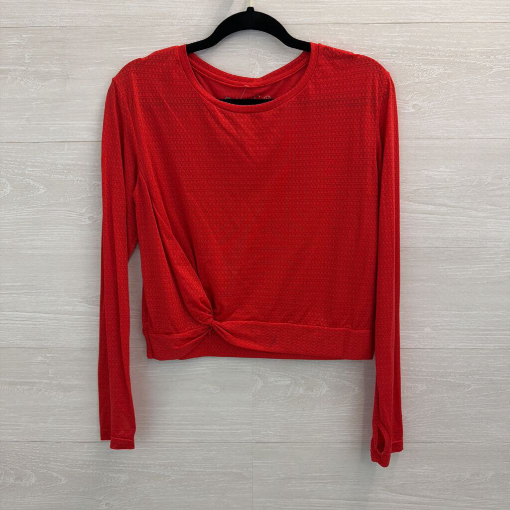 Linc Red Textured Cropped Long Sleeve Top Medium