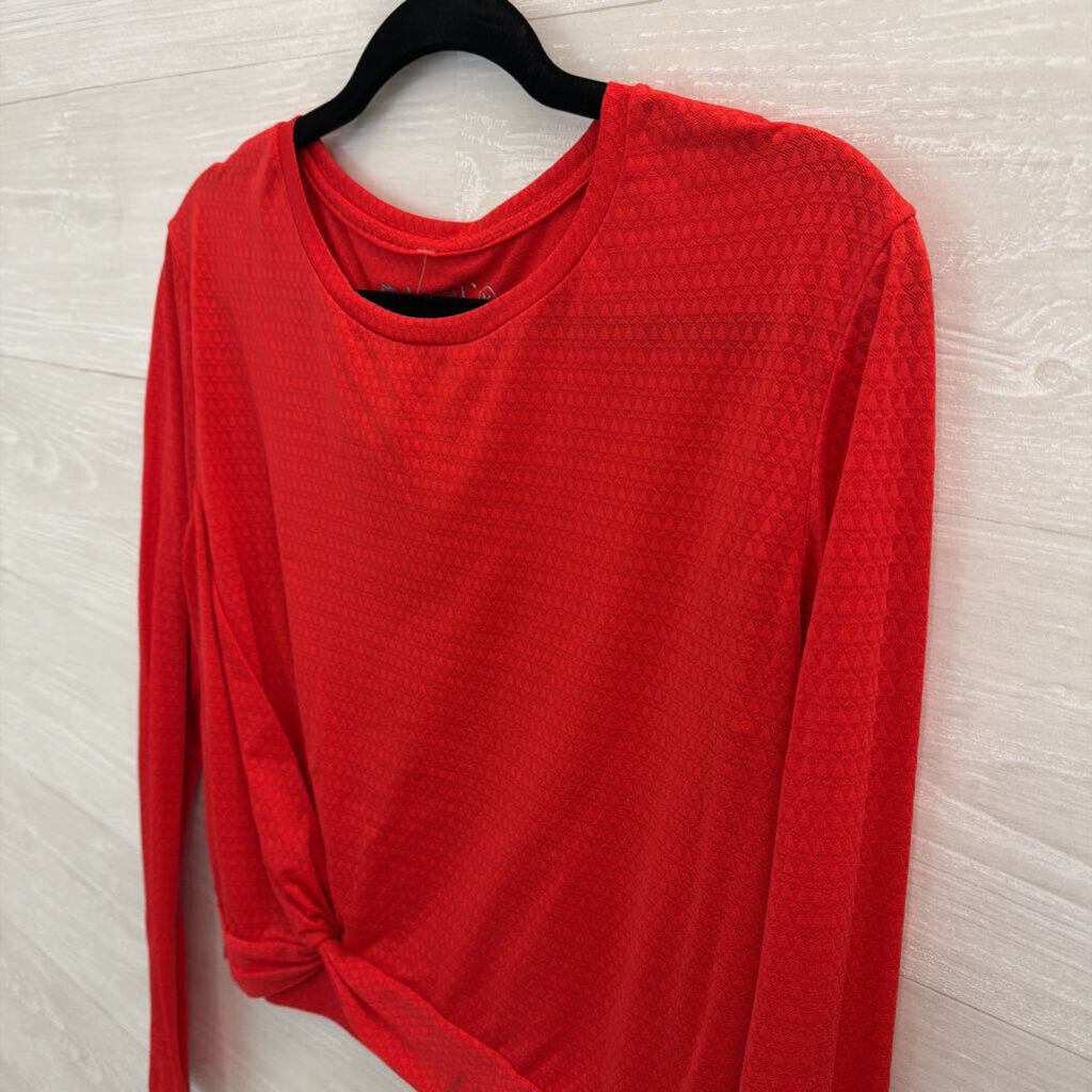 Linc Red Textured Cropped Long Sleeve Top Medium