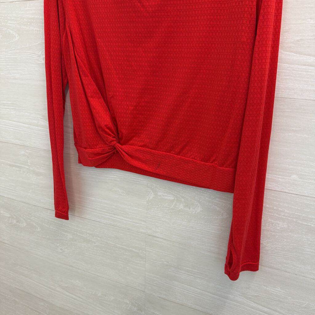 Linc Red Textured Cropped Long Sleeve Top Medium