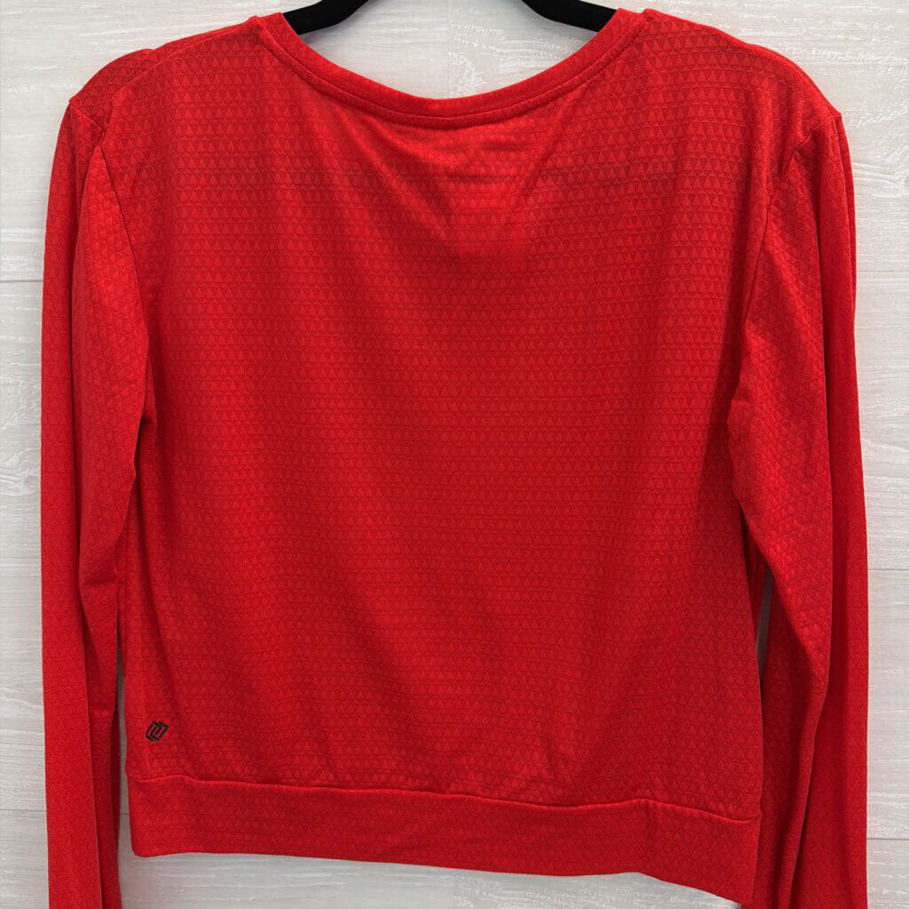 Linc Red Textured Cropped Long Sleeve Top Medium