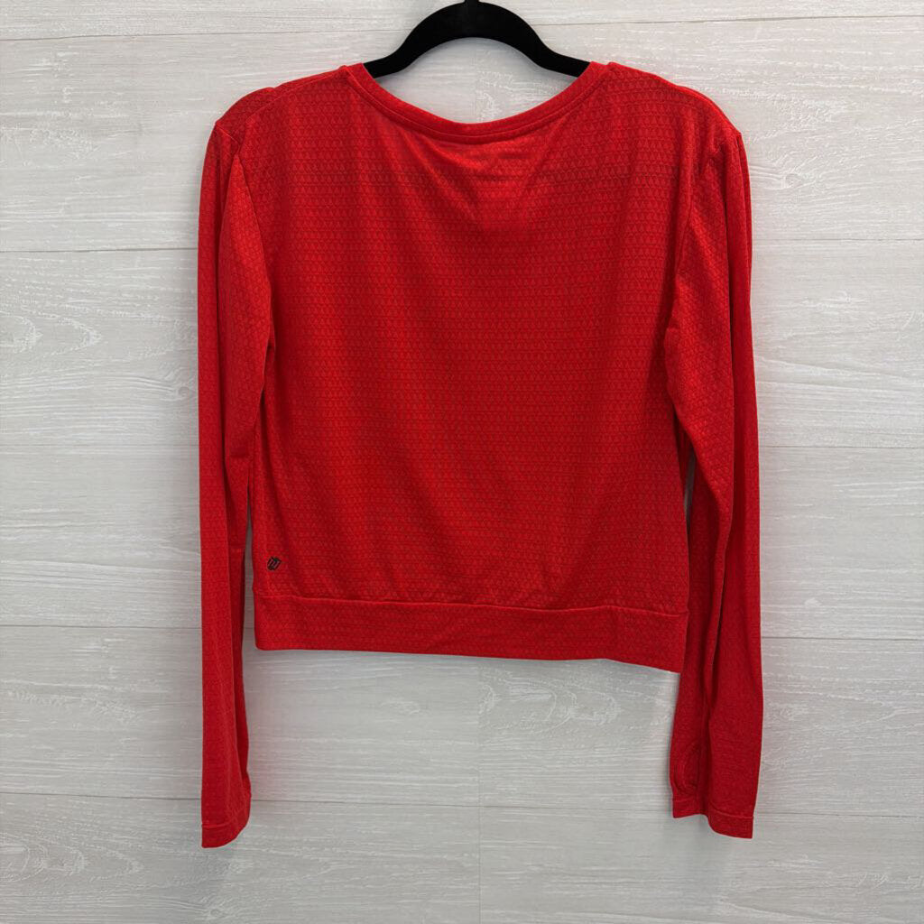 Linc Red Textured Cropped Long Sleeve Top Medium