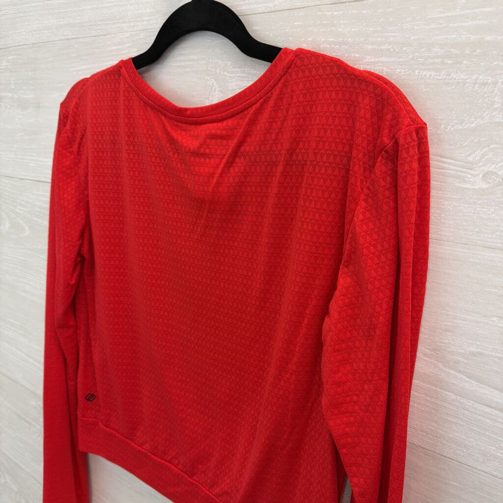Linc Red Textured Cropped Long Sleeve Top Medium