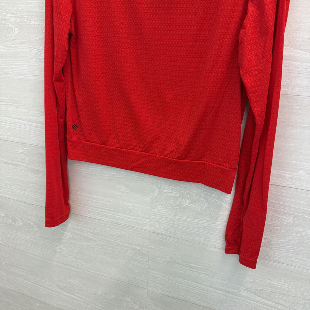 Linc Red Textured Cropped Long Sleeve Top Medium