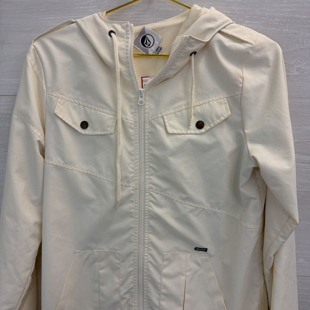 Volcom Cream Zip Up Hooded Jacket Medium