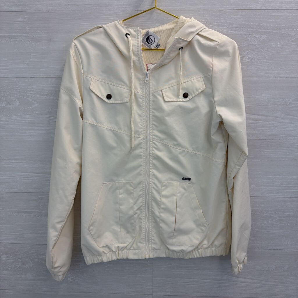 Volcom Cream Zip Up Hooded Jacket Medium