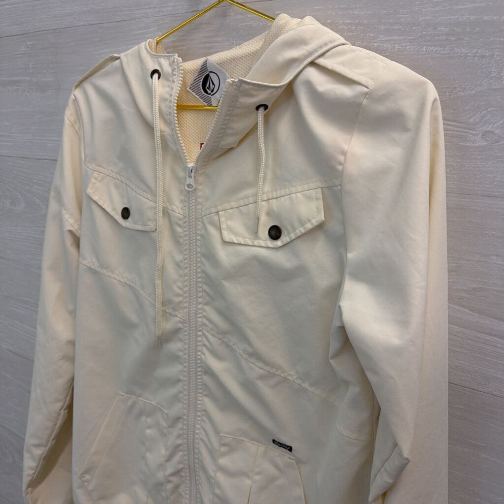 Volcom Cream Zip Up Hooded Jacket Medium