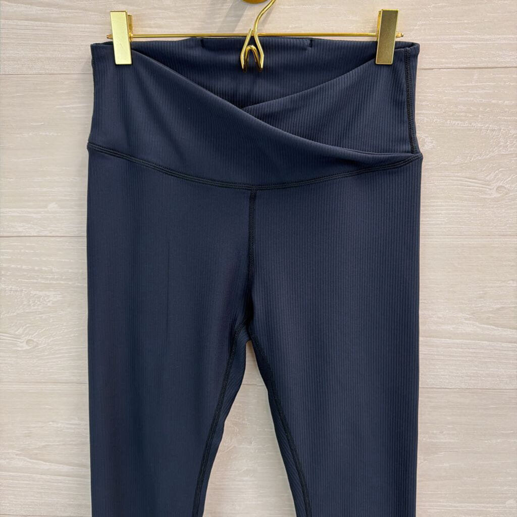 Linc Blue Ribbed Cross Waist Leggings Medium