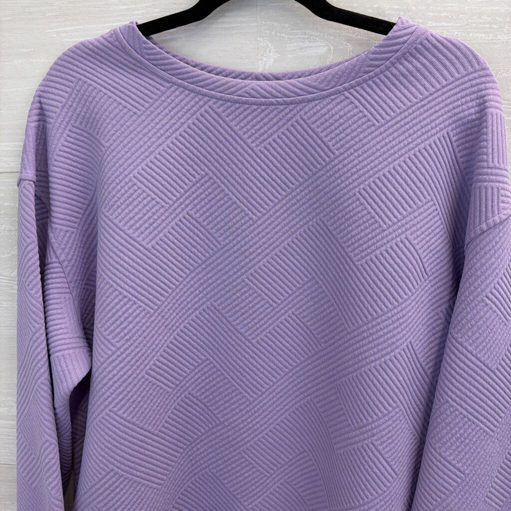 Double Take Purple Textured Long Sleeve Top/ Pants Lounge Set Large