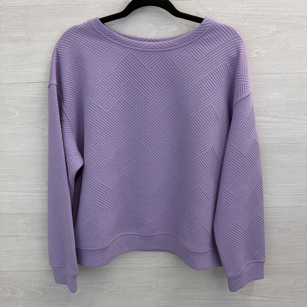 Double Take Purple Textured Long Sleeve Top/ Pants Lounge Set Large