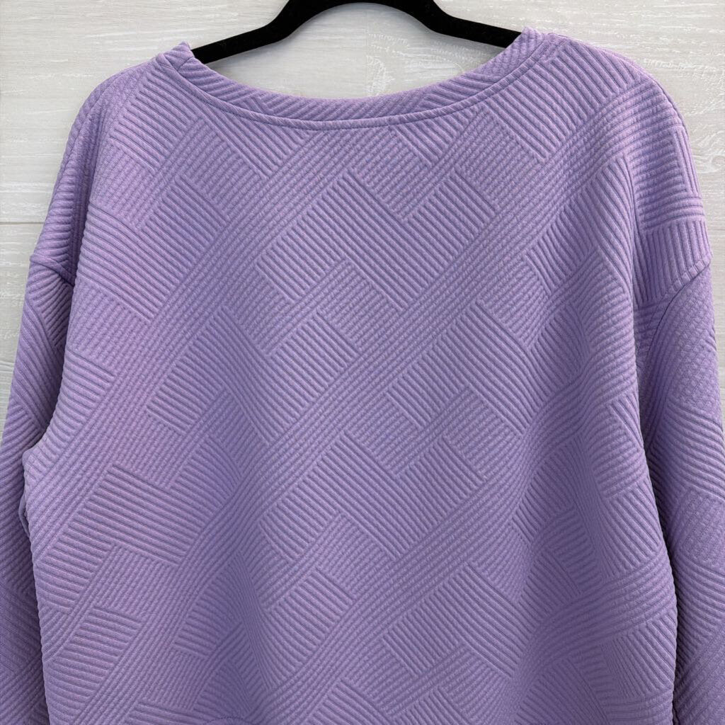 Double Take Purple Textured Long Sleeve Top/ Pants Lounge Set Large