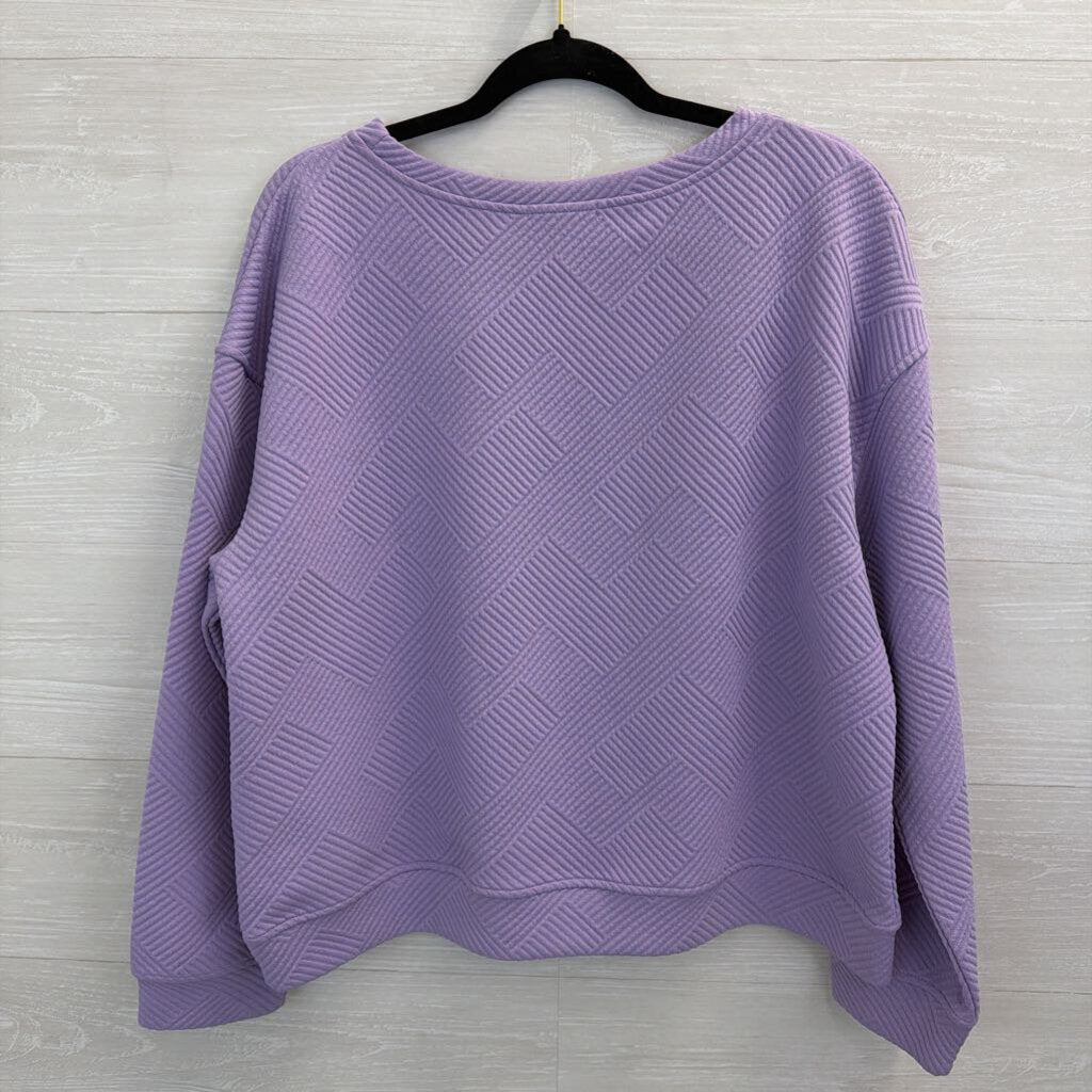 Double Take Purple Textured Long Sleeve Top/ Pants Lounge Set Large