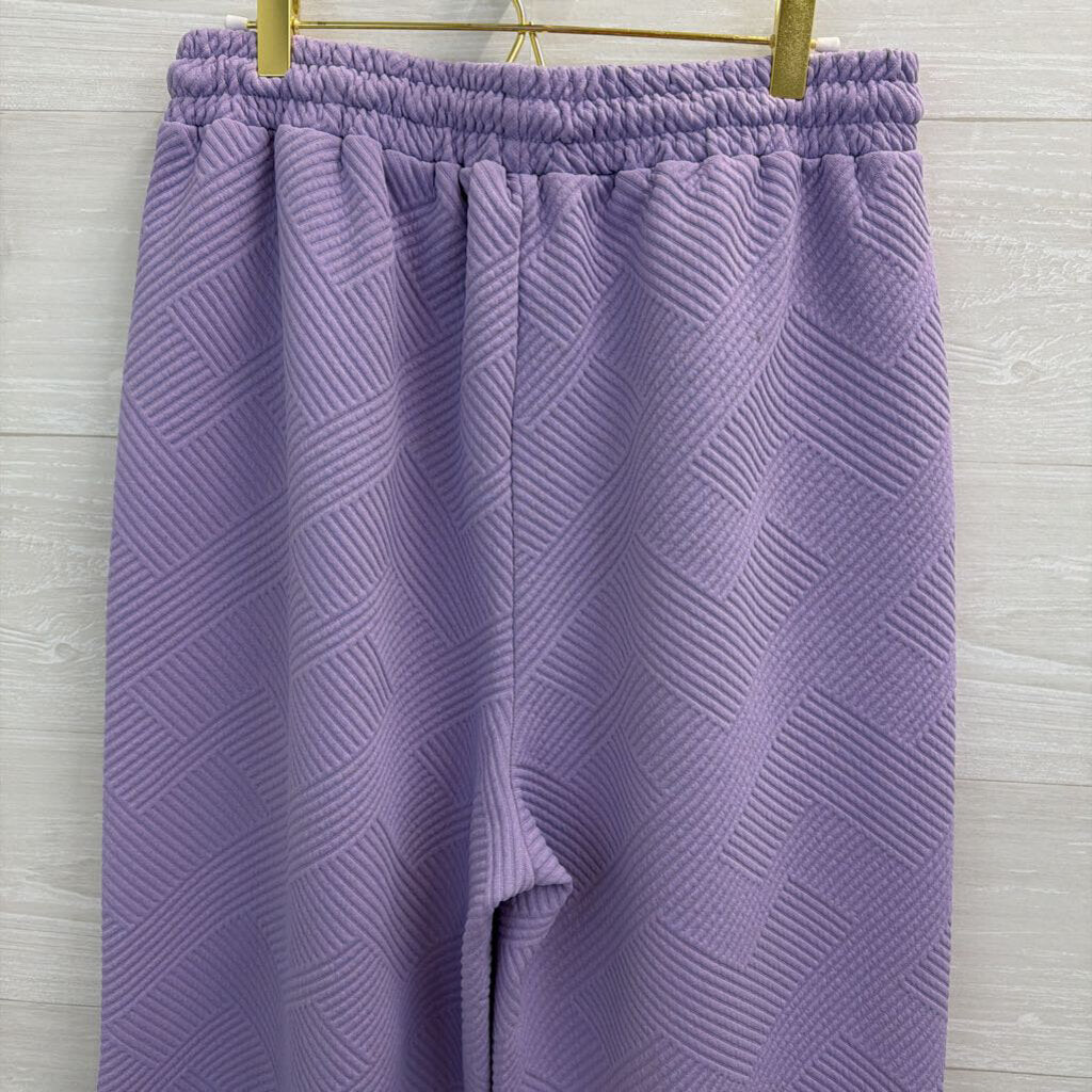 Double Take Purple Textured Long Sleeve Top/ Pants Lounge Set Large